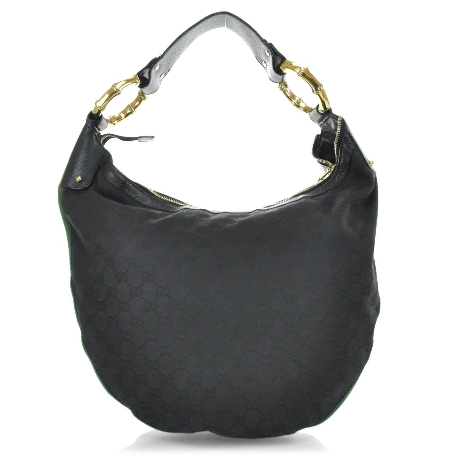 Gucci Monogram Web Bamboo Ring Hobo Black 1 of 11