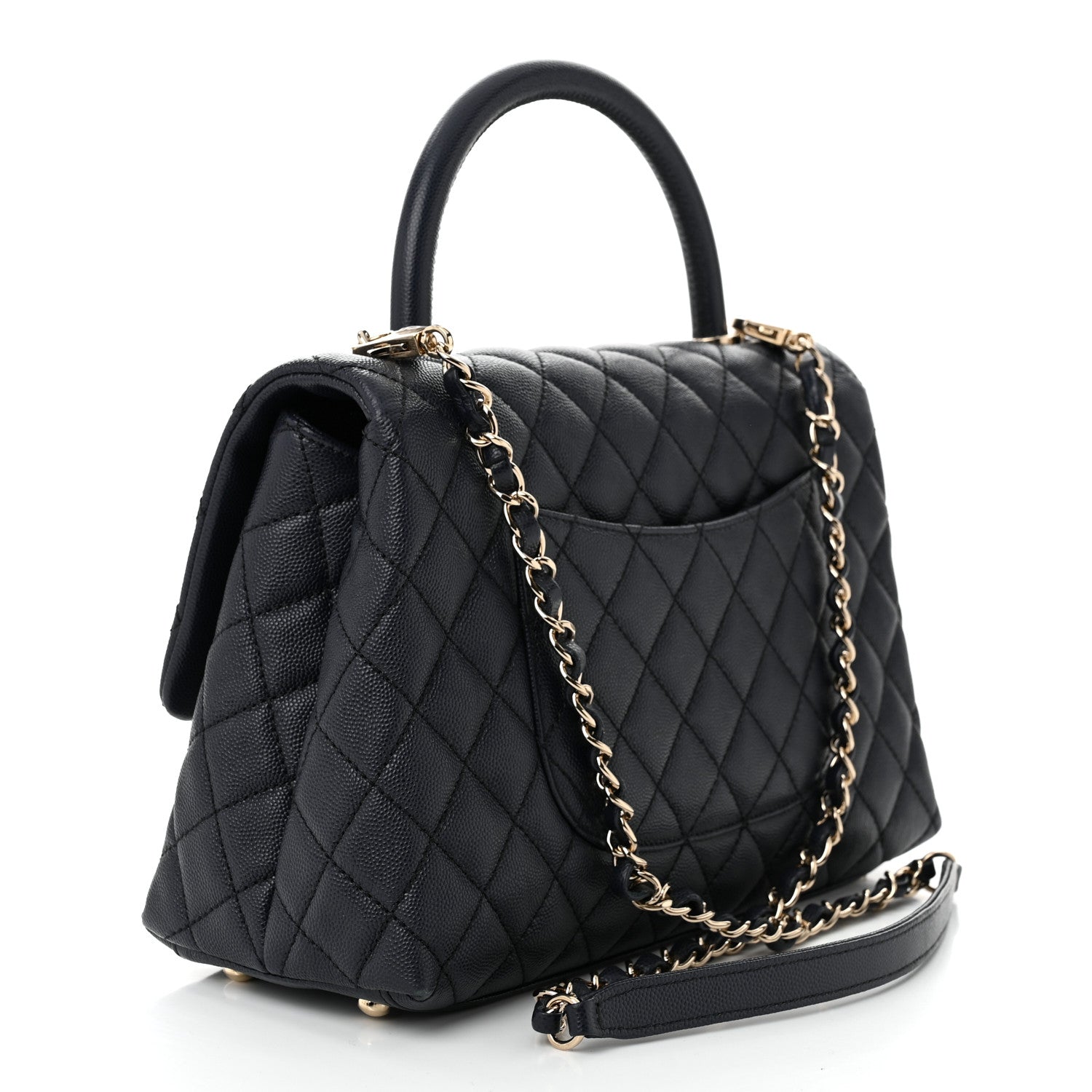 Chanel Caviar Quilted Small Coco Handle Flap Navy 3 of 10