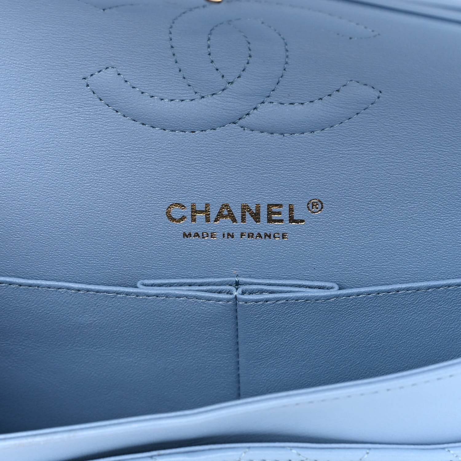 Chanel Lambskin Quilted Medium Double Flap Light Blue 6 of 14