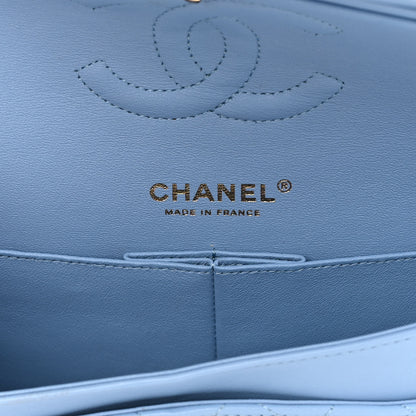 Chanel Lambskin Quilted Medium Double Flap Light Blue 6 of 14