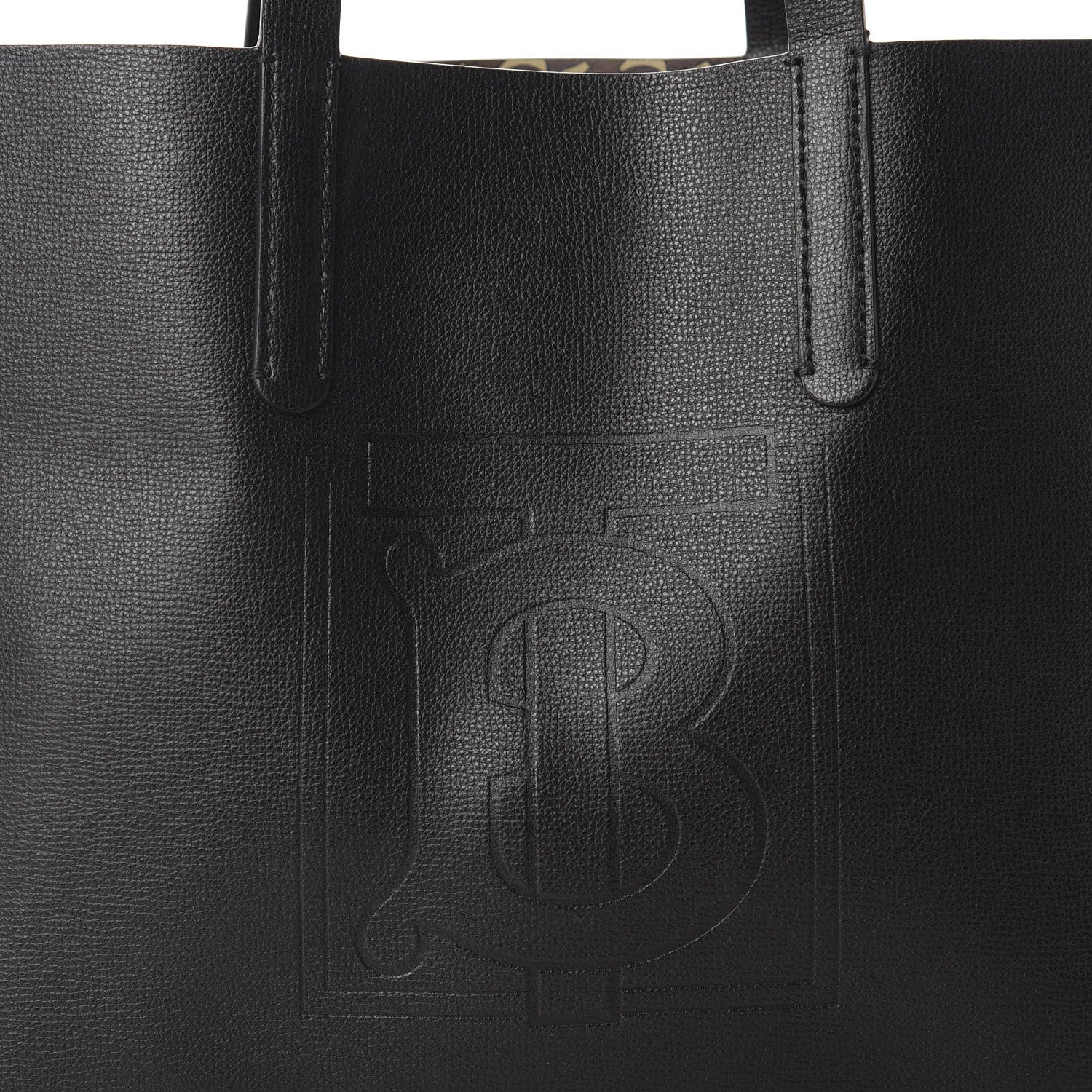 Burberry Calfskin TB Motif Embossed Medium Tote Black 9 of 16