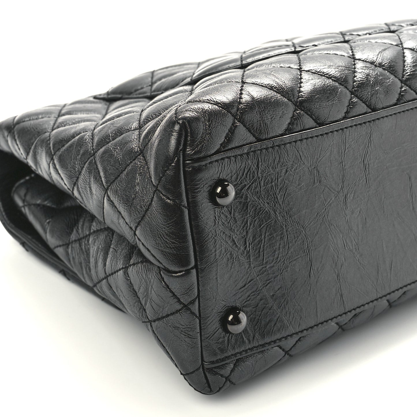Aged Calfskin Quilted Medium Coco Handle Flap So Black