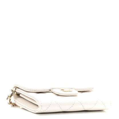 Chanel Caviar Quilted Flap Card Holder On Chain White 4 of 11
