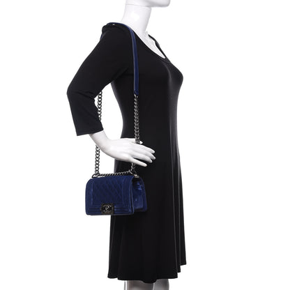 Chanel Velvet Quilted Small Boy Flap Blue 2 of 10