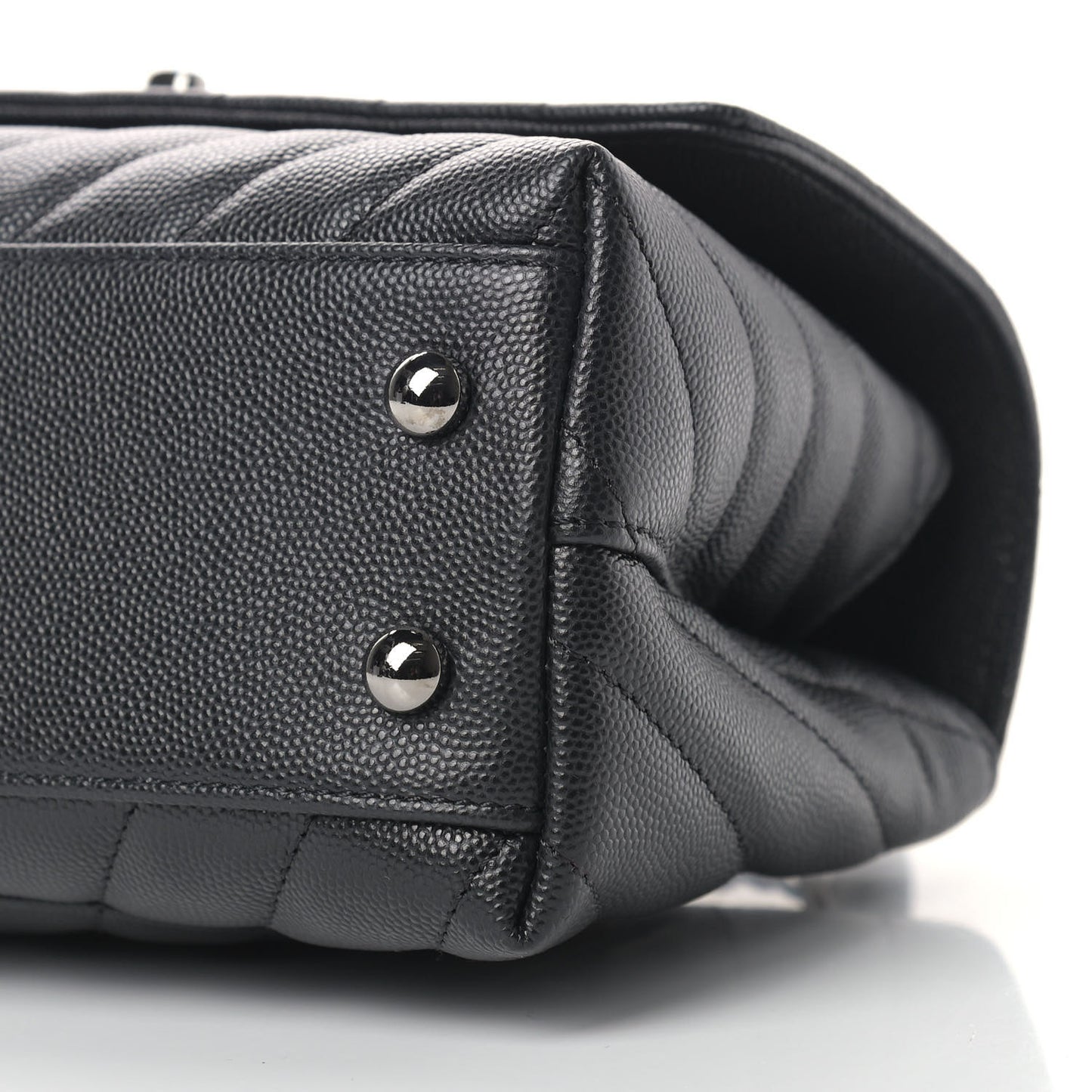 Caviar Chevron Quilted Mini Coco Handle Flap Black