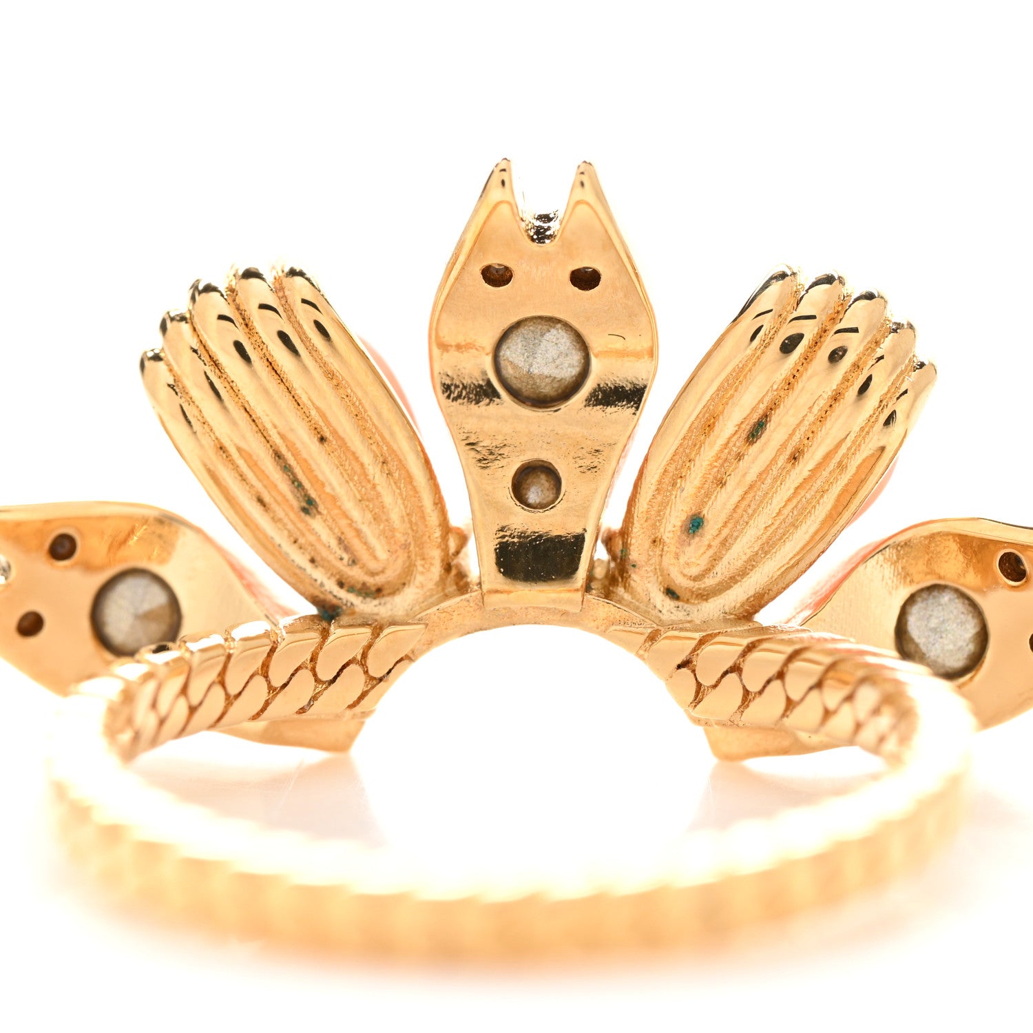 Gucci Metal Crystal Resin Flower Ring 53 6.25 Gold Pink 6 of 8