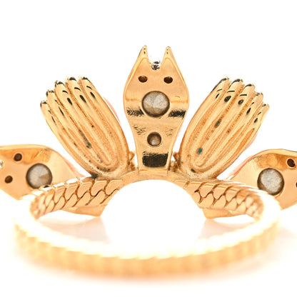 Gucci Metal Crystal Resin Flower Ring 53 6.25 Gold Pink 6 of 8