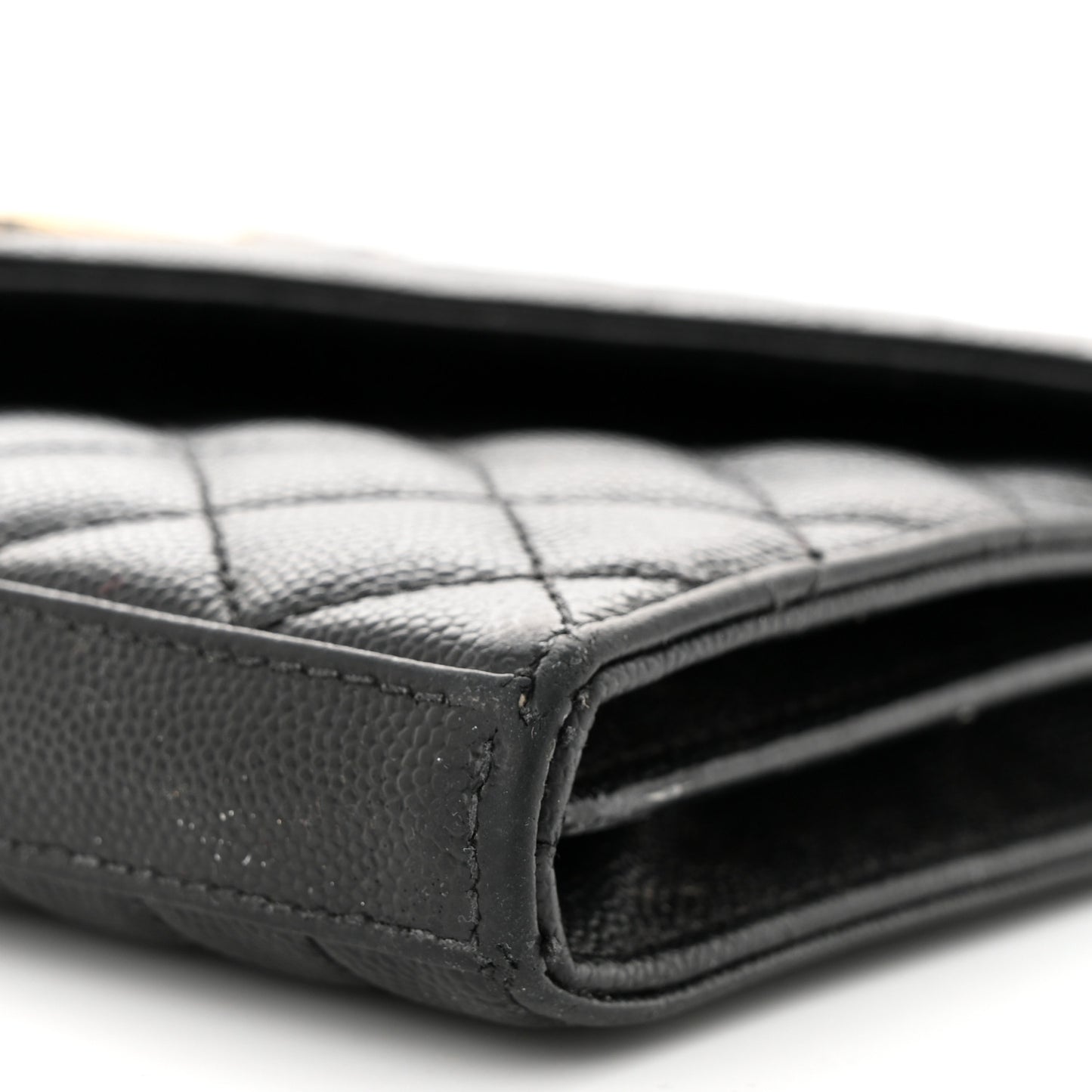 Grain De Poudre Mixed Matelasse Triquilt Monogram Chain Wallet Black