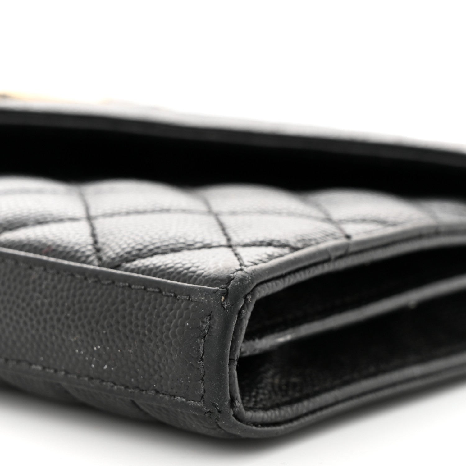 Saint Laurent Grain De Poudre Mixed Matelasse Triquilt Monogram Chain Wallet Black 9 of 16