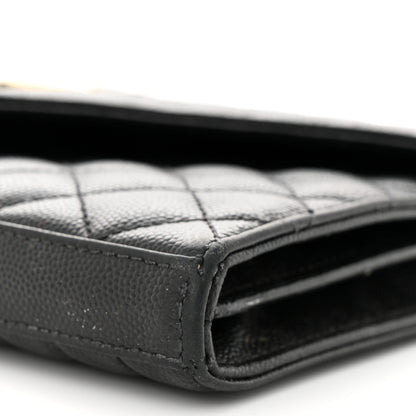 Saint Laurent Grain De Poudre Mixed Matelasse Triquilt Monogram Chain Wallet Black 9 of 16