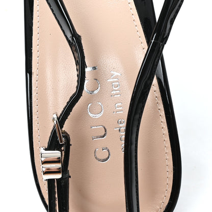 Gucci Vernice Crystal Nappa Charlotte Signoria Slingback Pumps 40 Black 8 of 9
