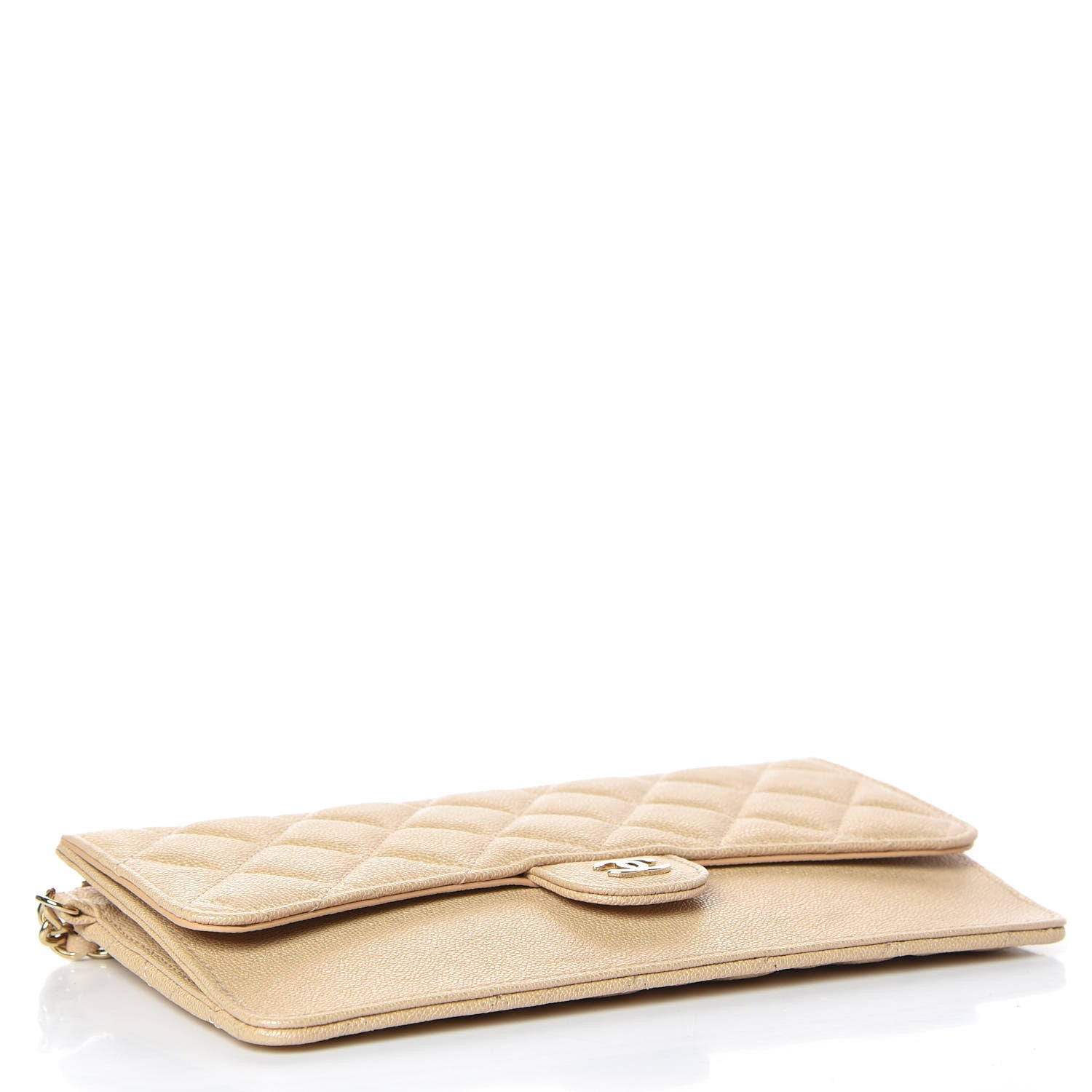 Chanel Iridescent Caviar Quilted Classic Pouch With Handle Beige 4 of 9