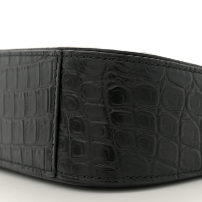 Saint Laurent Calfskin Crocodile Embossed Le 5 A 7 Hobo Black 10 of 10
