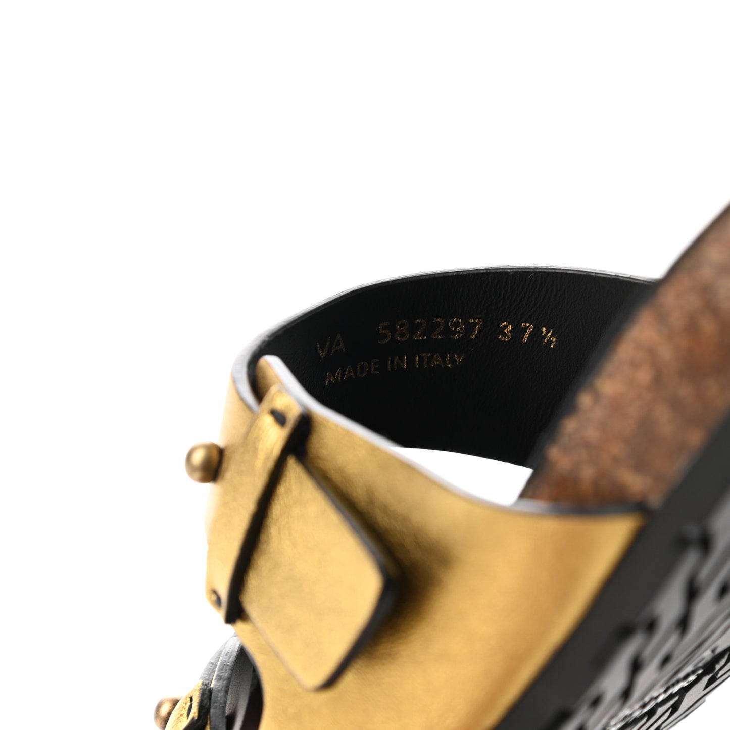 Calfskin Metallic Jimmy Cross Slides 37.5 Gold