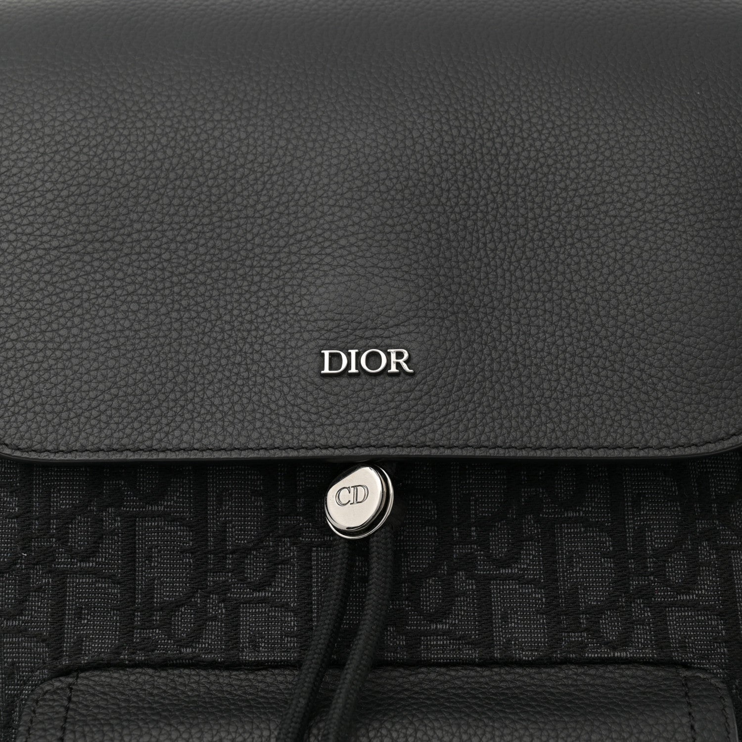 Christian Dior Oblique Jacquard Grained Calfskin Saddle Backpack With Flap Black 7 of 12
