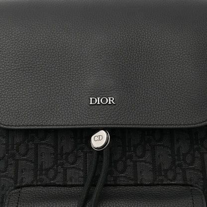 Christian Dior Oblique Jacquard Grained Calfskin Saddle Backpack With Flap Black 7 of 12