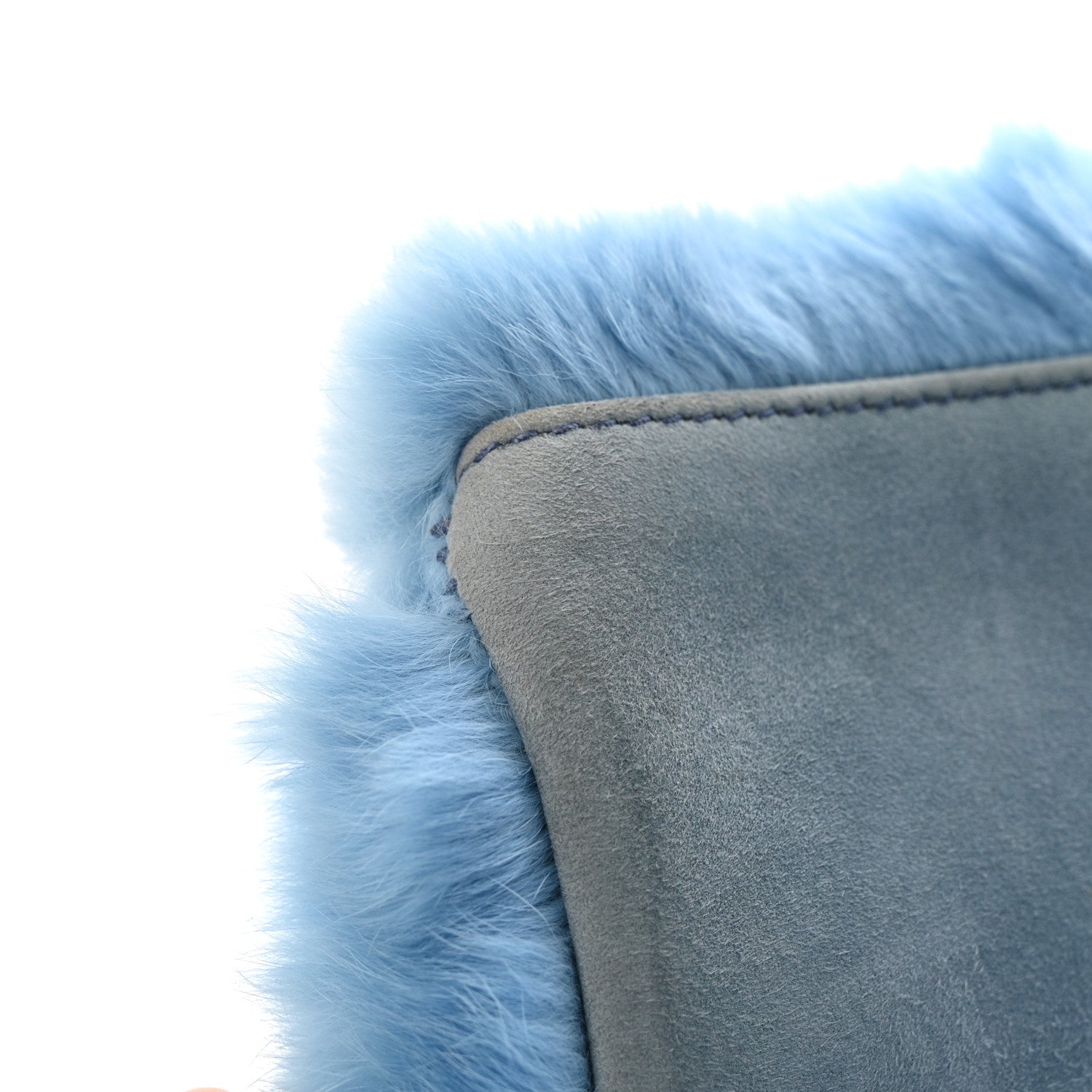 Miu Miu Rabbit Fur Crystal Flap Clutch Blue 11 of 11
