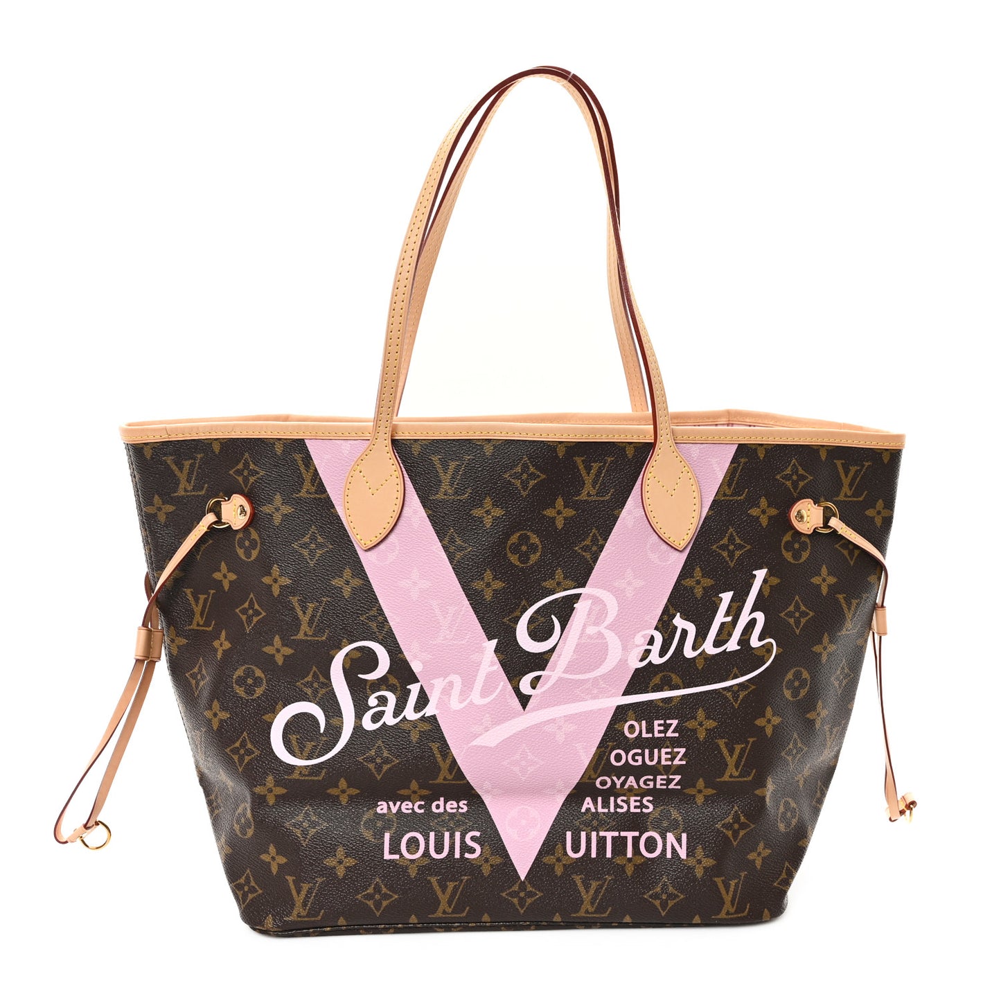 Monogram Saint Barth V Neverfull MM Rose Ballerine