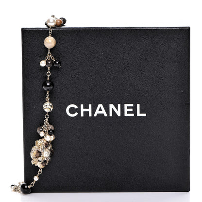Chanel Pearl Bead Enamel CC Long Necklace Black Gold 7 of 7