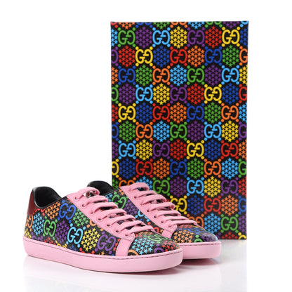 Gucci GG Supreme Monogram Psychedelic Womens Ace Sneakers 37 Black Multicolor Sugar Pink 8 of 8