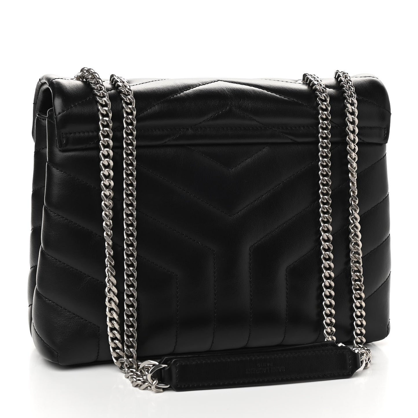 Calfskin Y Quilted Monogram Small Loulou Chain Satchel Black