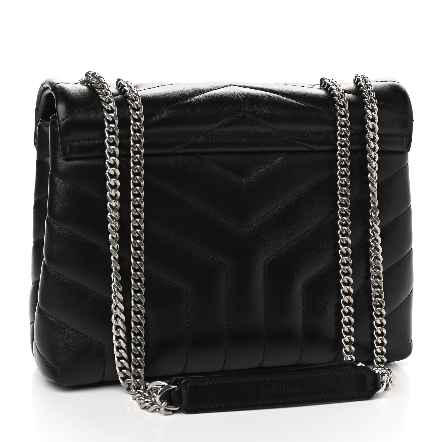 Saint Laurent Calfskin Y Quilted Monogram Small Loulou Chain Satchel Black 3 of 10