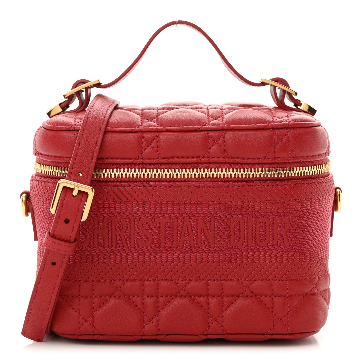 Christian Dior Lambskin Cannage Small Diortravel Vanity Case Red 1 of 11