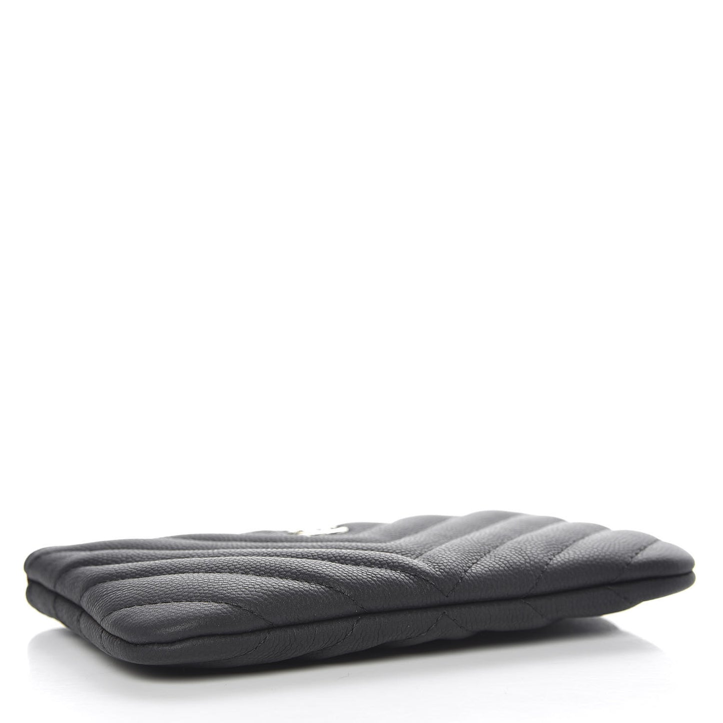 Caviar Chevron Quilted Small Cosmetic Case Black