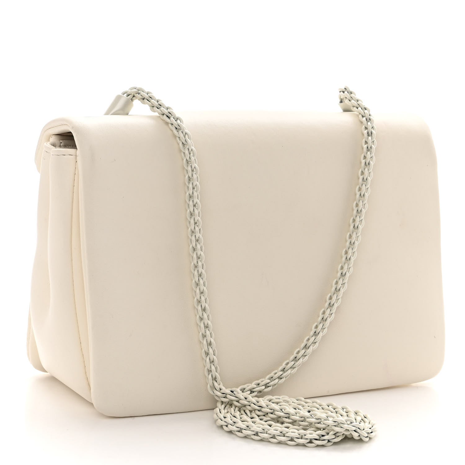 Valentino Garavani Nappa Lacquer Monochrome One Stud Chain Clutch Ivory 3 of 11