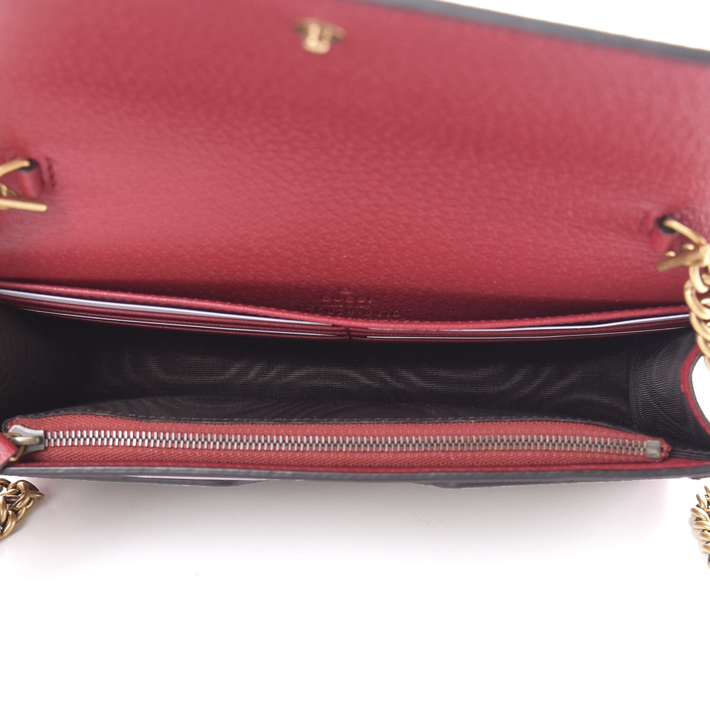 GG Supreme Monogram Web Queen Margaret Chain Wallet Red