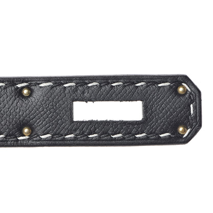 Hermes Grained Monsieur Un Point Sur Deux Kelly Sellier 28 Black 19 of 36