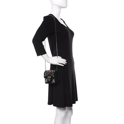 Alexander McQueen Satin Floral Embroidered Mini Insignia Flap Black 2 of 12