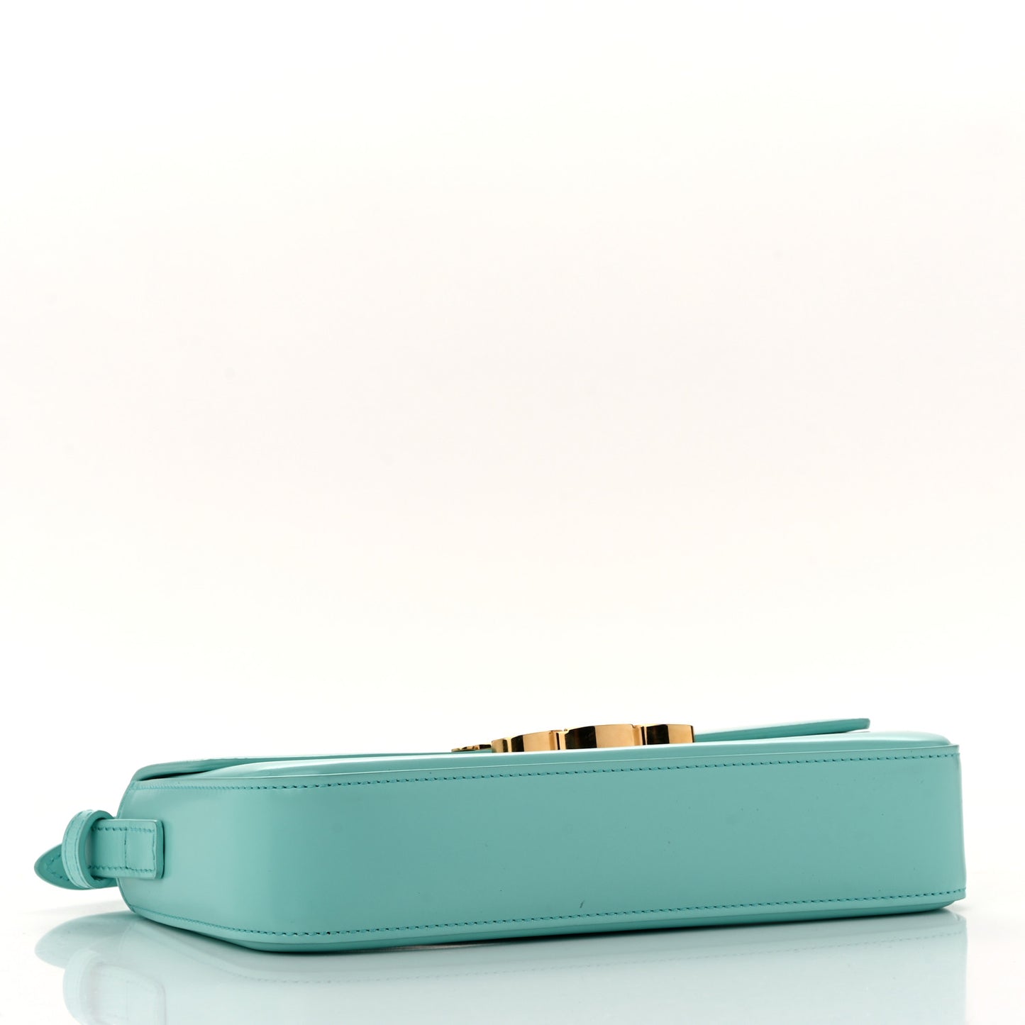 Shiny Calfskin Triomphe Shoulder Bag Turquoise
