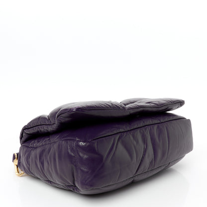 Prada Nappa Soft Padded Logo Embossed Triangle Quilted Shoulder Bag Viola 4 of 10