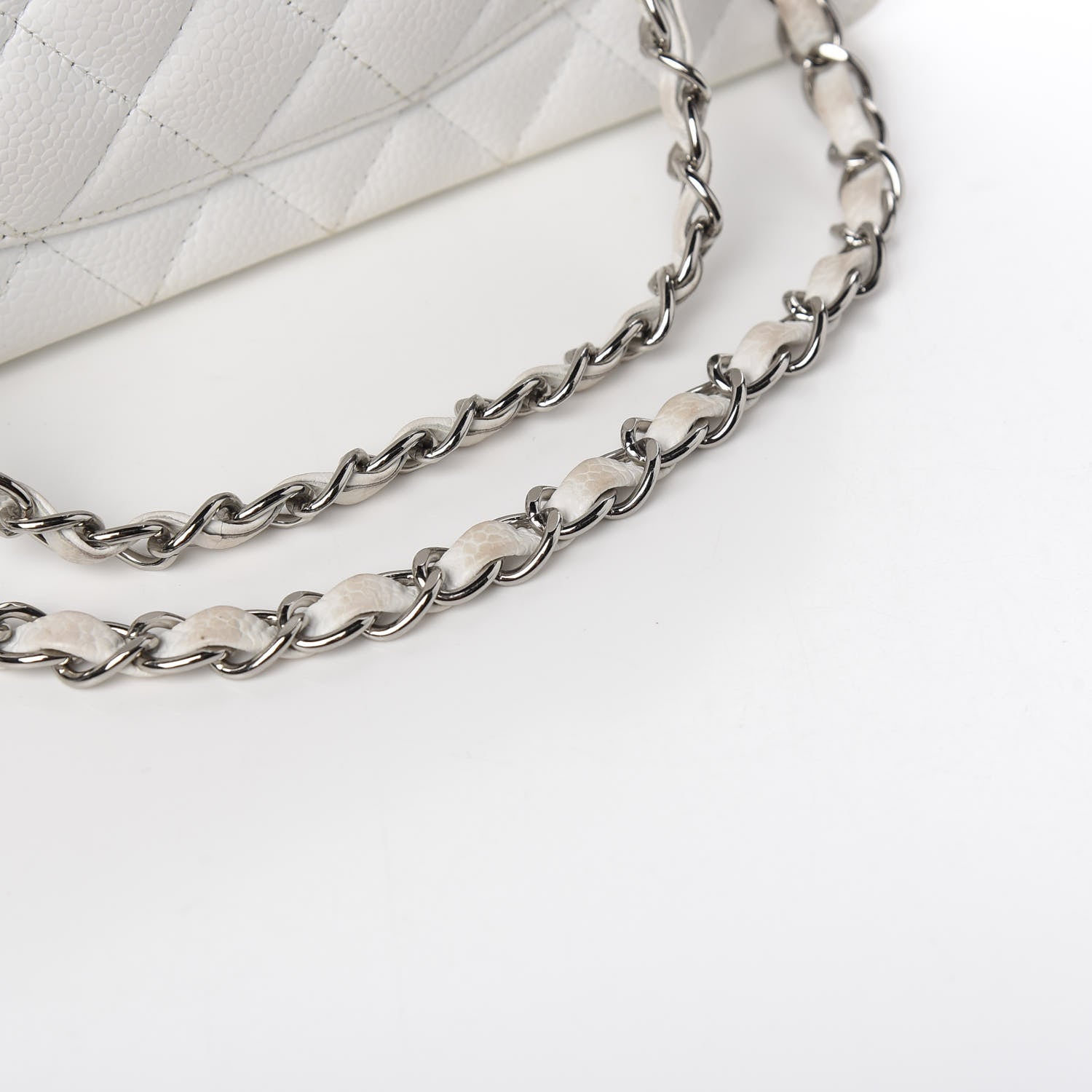 Chanel Caviar Quilted Medium Double Flap White 9 of 11