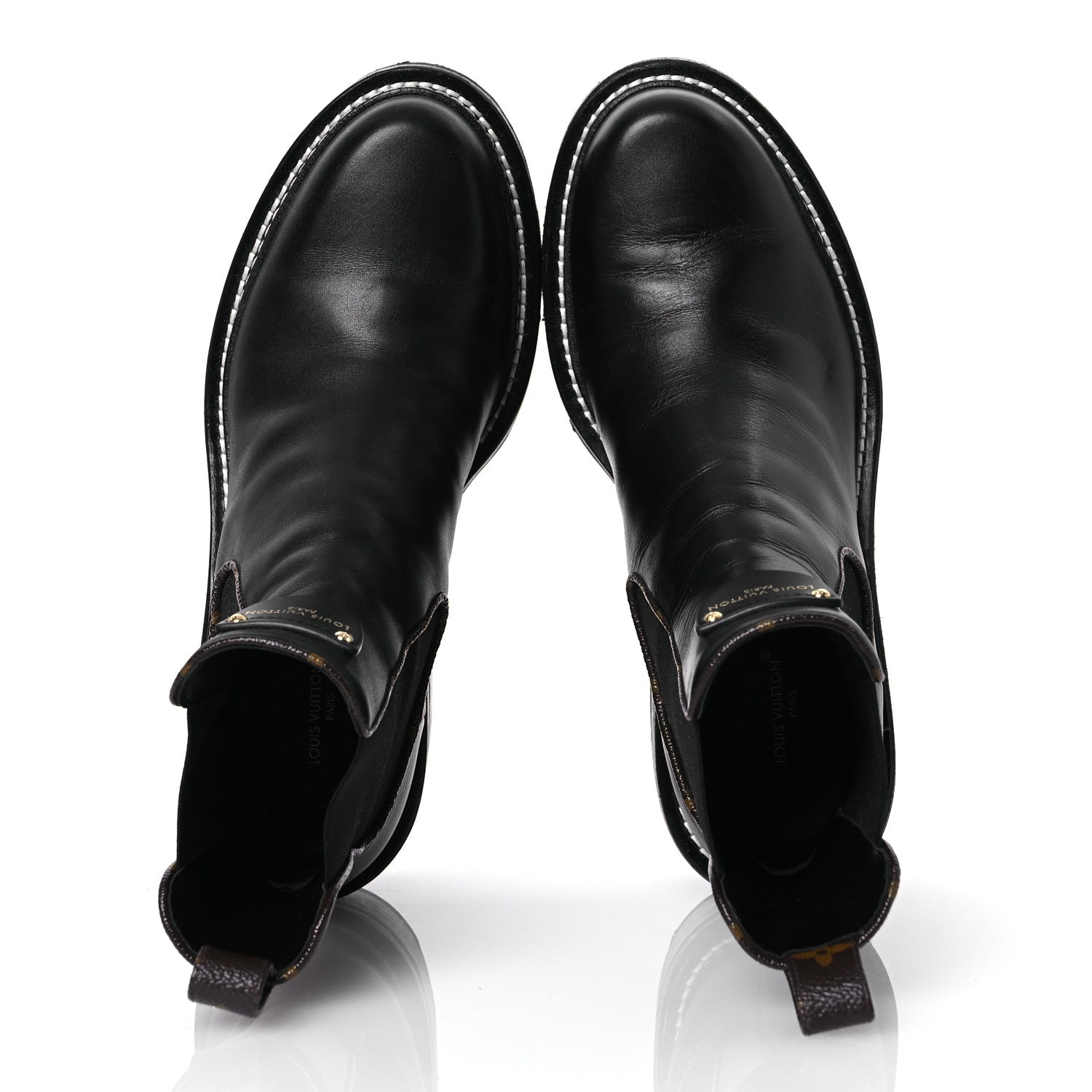 Louis Vuitton Calfskin Monogram Beaubourg Ankle Boots 38 Black 2 of 14