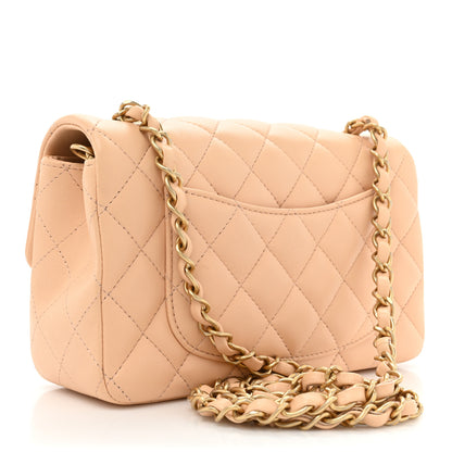 Chanel Lambskin Quilted Mini Rectangular Flap Beige 3 of 10
