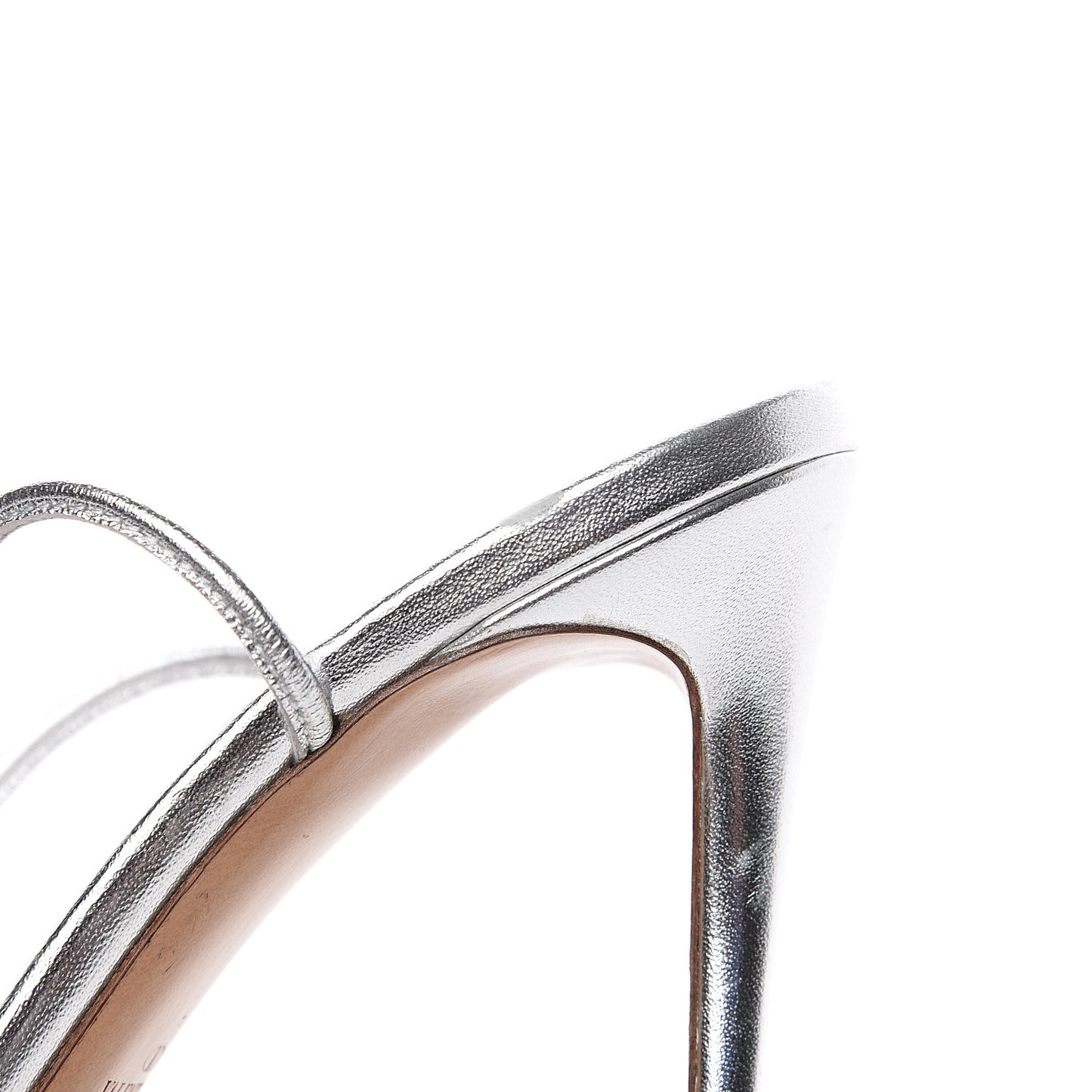 Metallic Nappa Rockstud Ankle T-Strap 105mm Sandals 37.5 Silver