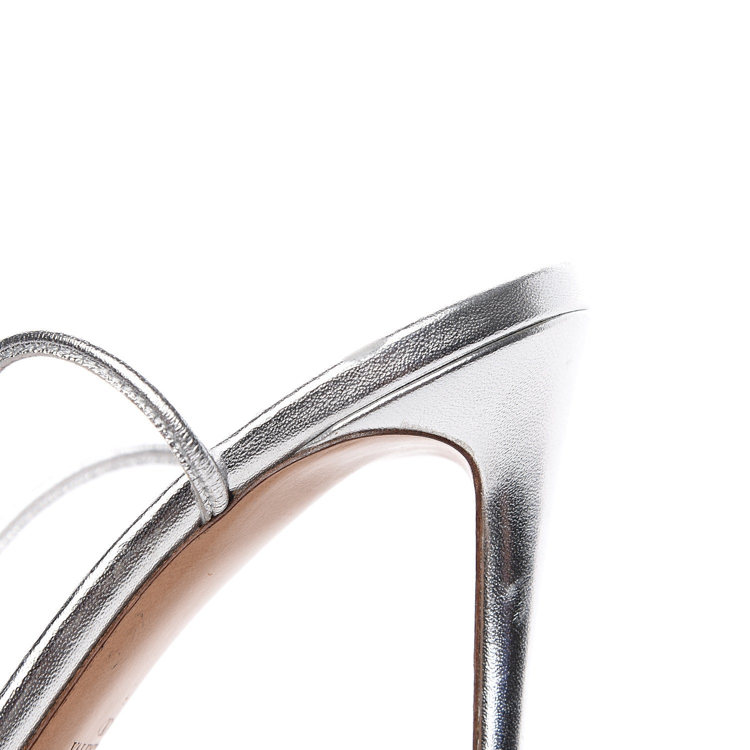 Valentino Garavani Metallic Nappa Rockstud Ankle T-Strap 105mm Sandals 37.5 Silver 10 of 11
