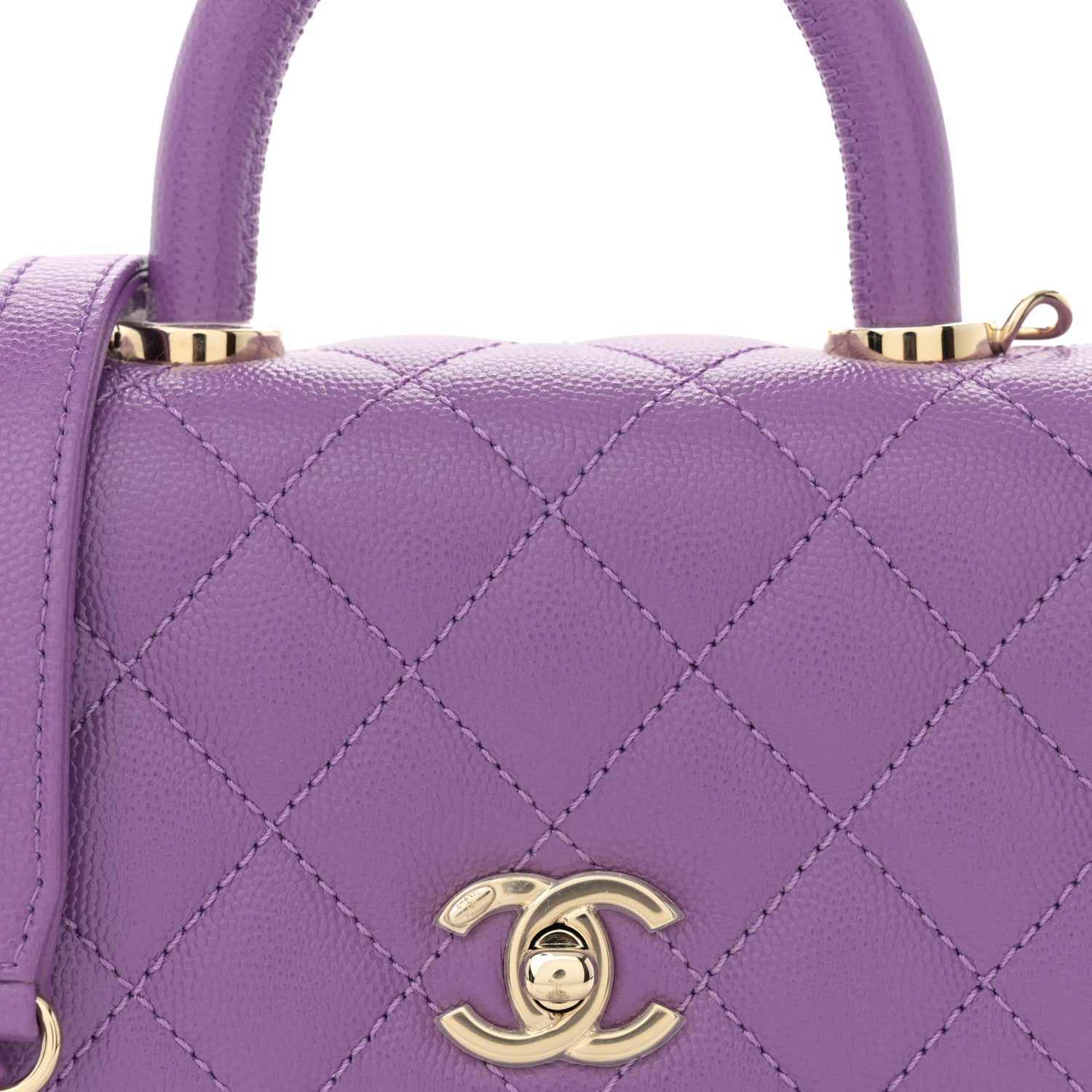 Chanel Caviar Quilted Extra Mini Coco Handle Flap Purple 8 of 10
