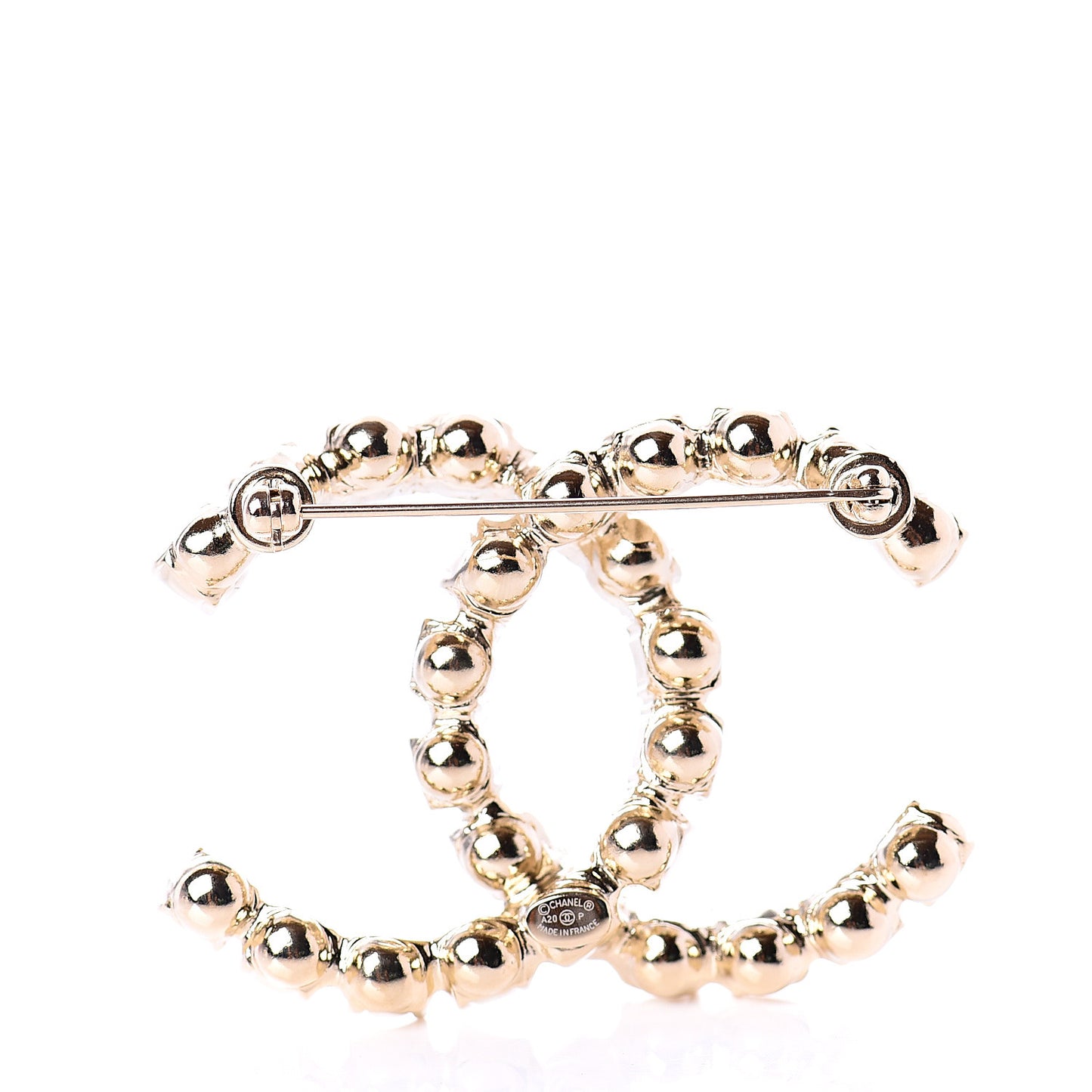 Crystal Coco's Pearls CC Brooch Light Gold