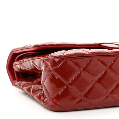 Chanel Patent Calfskin Quilted Medium Double Flap Dark Red 9 of 13