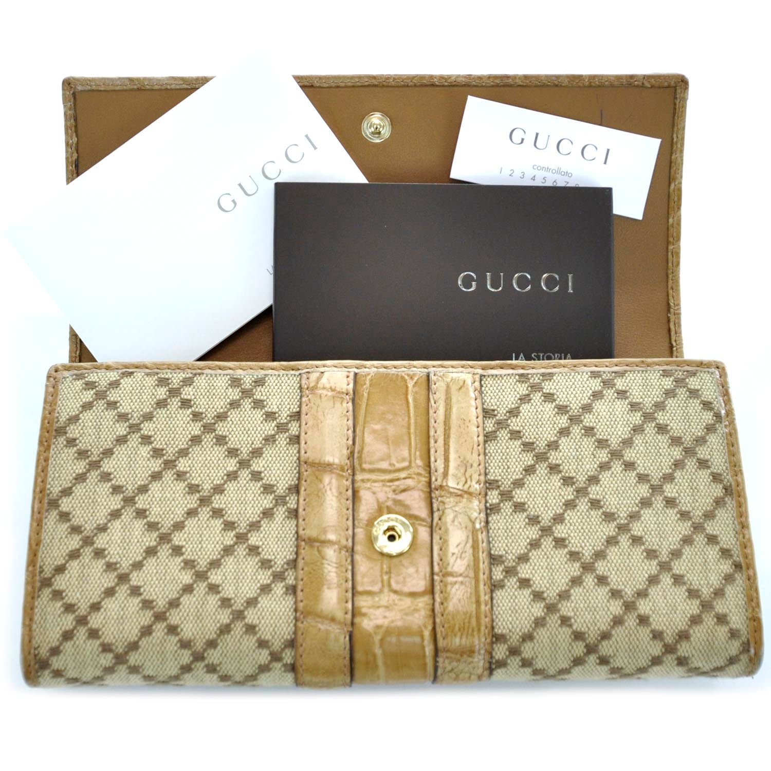 Gucci Diamante Crocodile Cathrine Continental Wallet 8 of 11