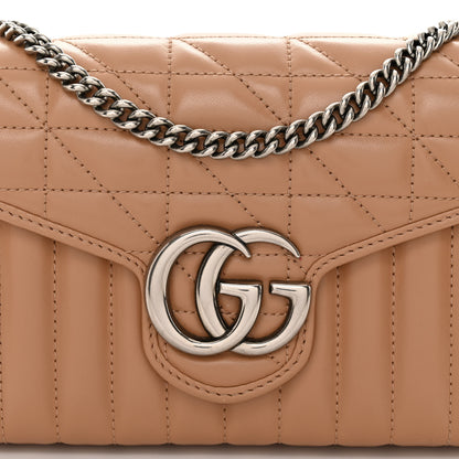 Gucci Calfskin Matelasse Aria GG Marmont Chain Wallet Camelia 7 of 9