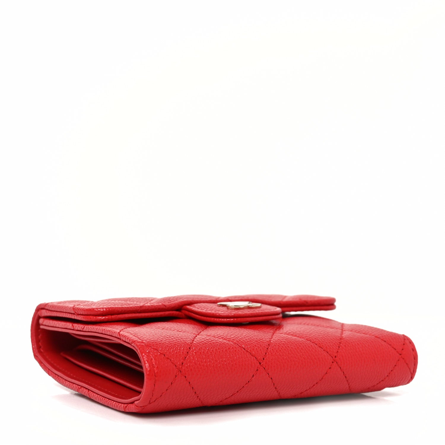Chanel Caviar Quilted Compact Flap Wallet Red 4 of 9
