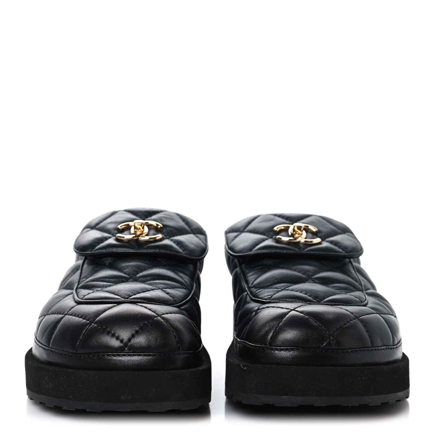 Lambskin Quilted CC Turnlock Mules 39 Black