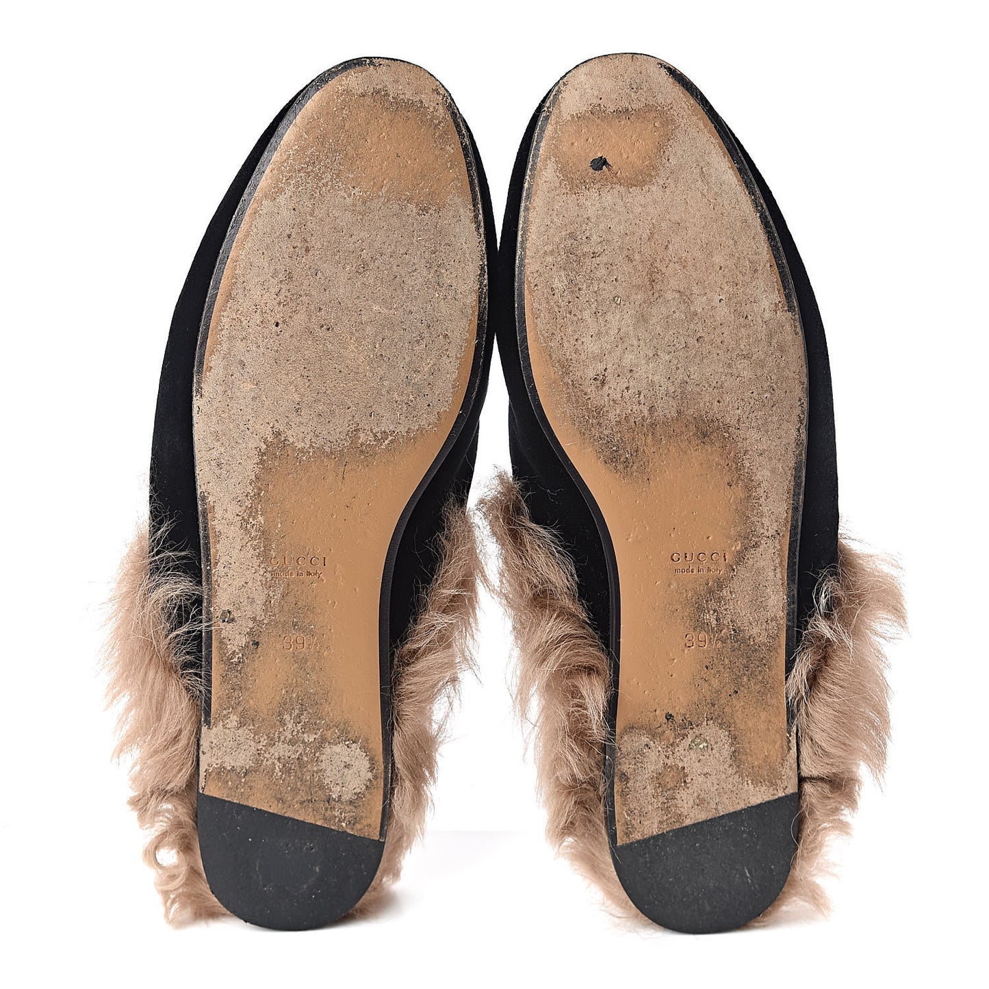 Velvet Fur Womens Princetown Slippers 39.5 Black