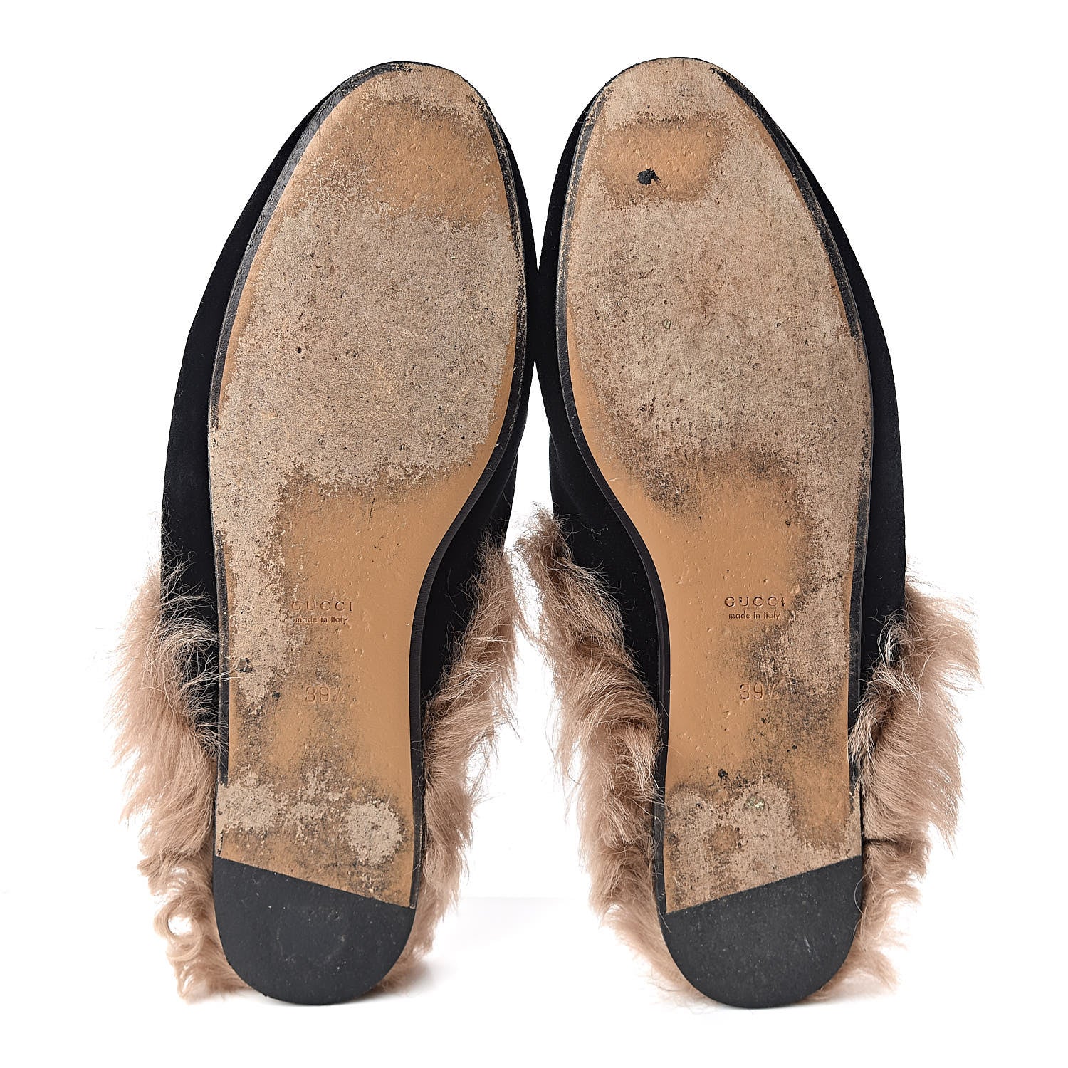Gucci Velvet Fur Womens Princetown Slippers 39.5 Black 10 of 12