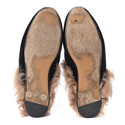 Gucci Velvet Fur Womens Princetown Slippers 39.5 Black 10 of 12