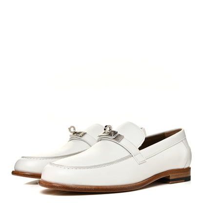 Hermes Calfskin Womens Destin Loafer 37 White 3 of 9